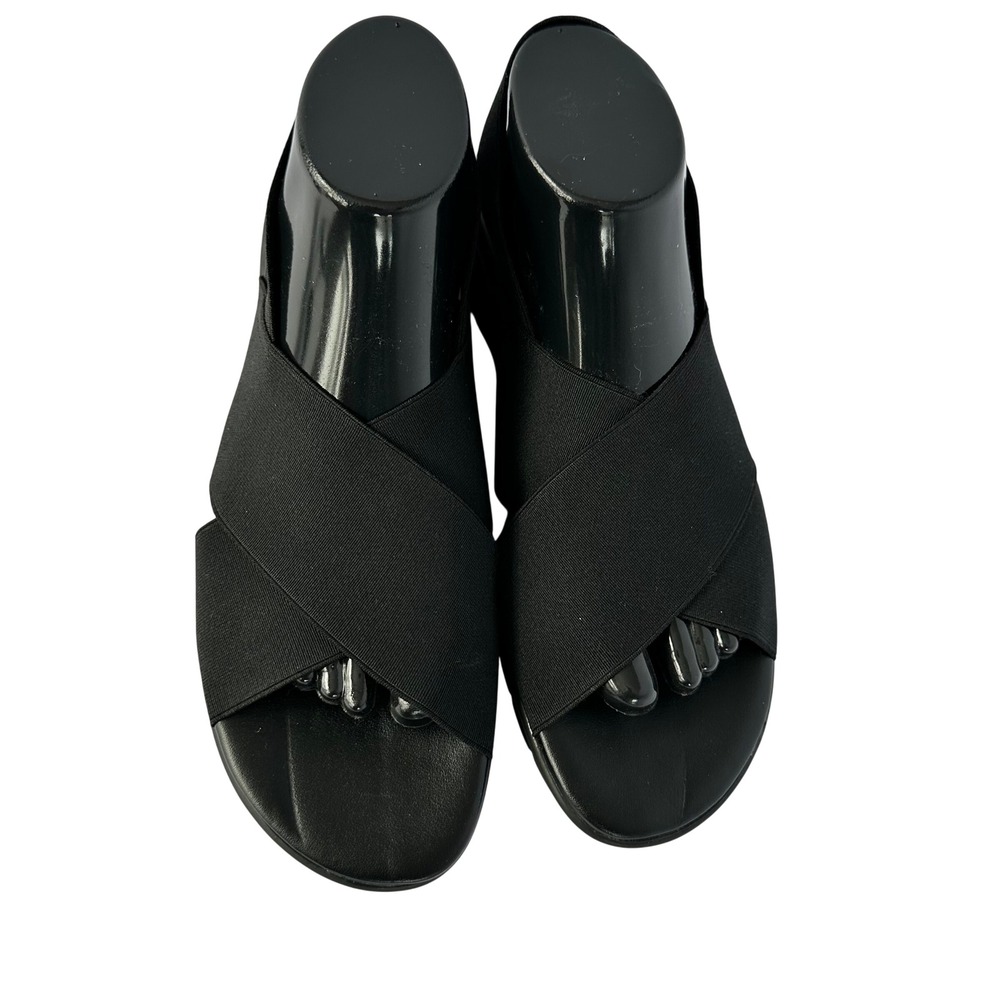 Rapisardi Ron White Black Elastic Cross Strap Wedge Sandals Made in Italy EU 41 - Picture 3 of 13